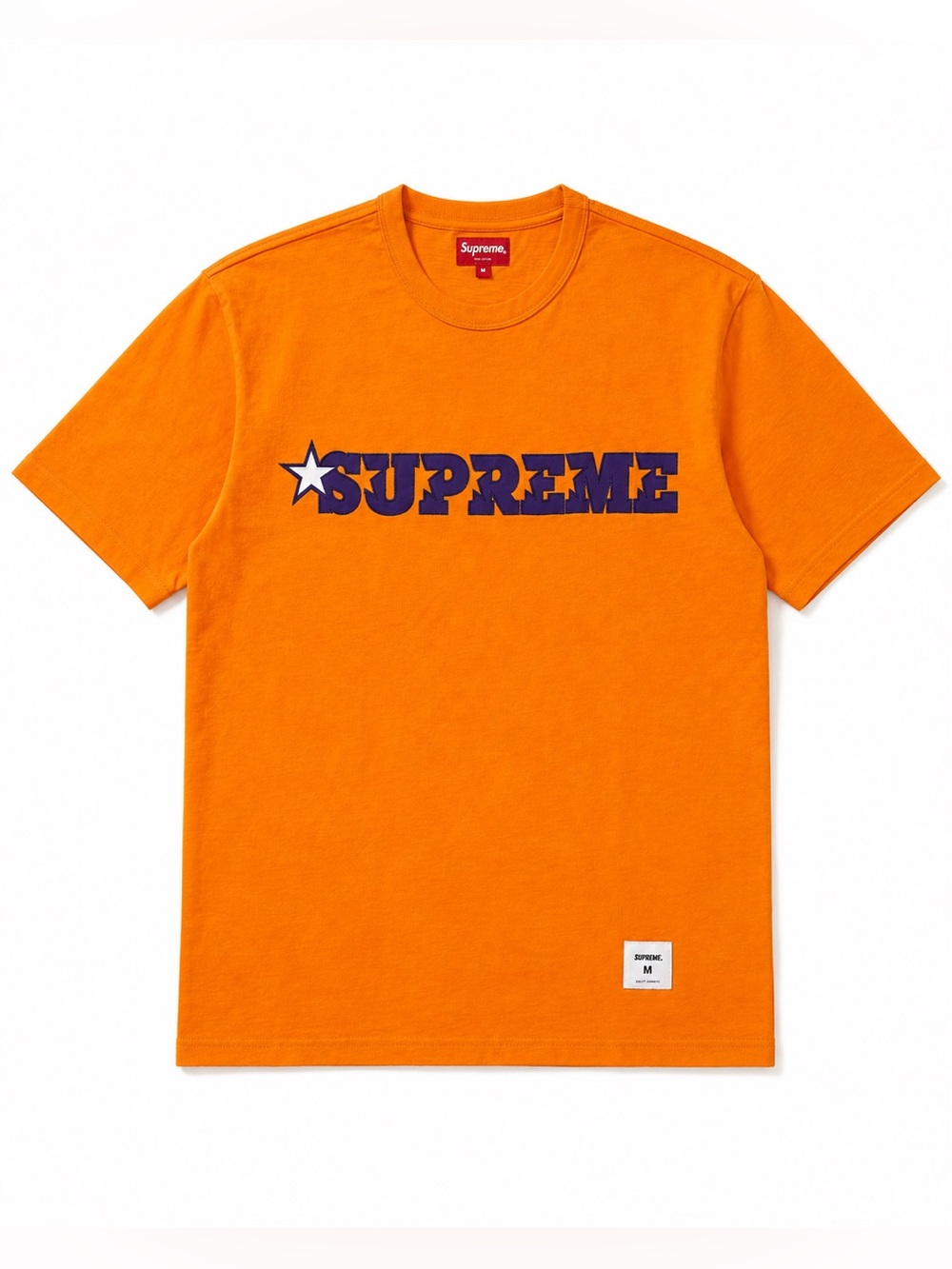 Supreme Orange Twill Appliqué Logo Tee Men’s Medium
